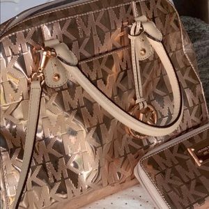 Mk rose gold large purse and matching wallet